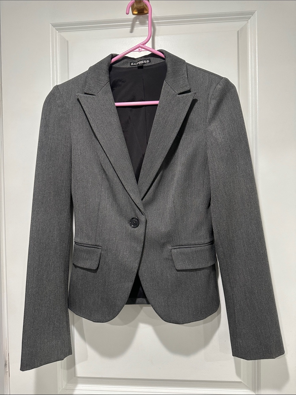 Express Gray Women's Single-Button Tailored Blazer